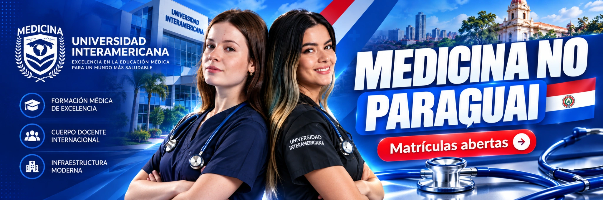 Publicidade da Universidad Interamericana: Medicina no Paraguai.
